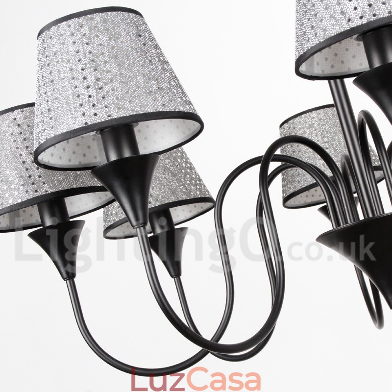 Lustre estilo vela preta retrô contemporâneo moderno rústico de 8 luzes