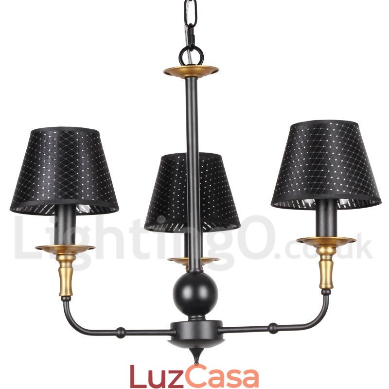 Lustre estilo vela rústica retrô de 3 luzes