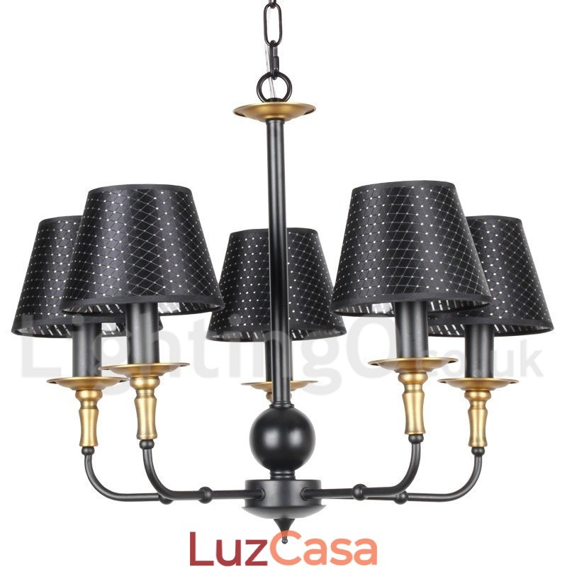 Lustre estilo vela rústica retrô de 5 luzes