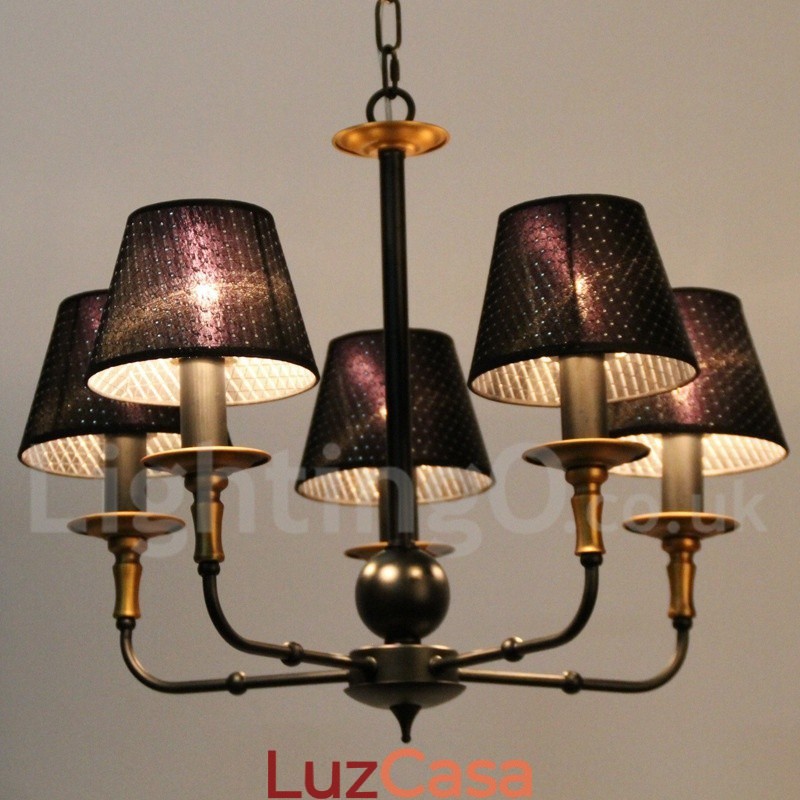 Lustre estilo vela rústica retrô de 5 luzes