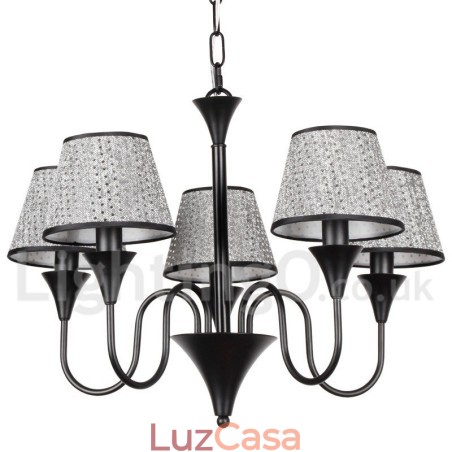 Lustre estilo vela preta retrô, moderno e contemporâneo, rústico, de 5 luzes