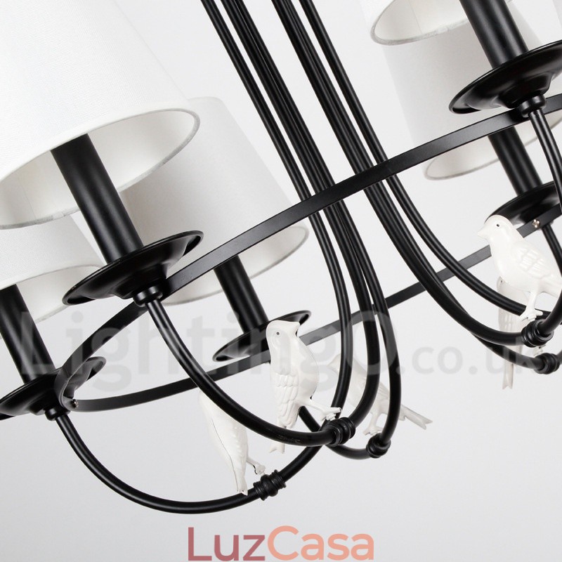 Lustre estilo mediterrâneo retrô preto de 6 luzes, estilo rústico e contemporâneo, estilo vela