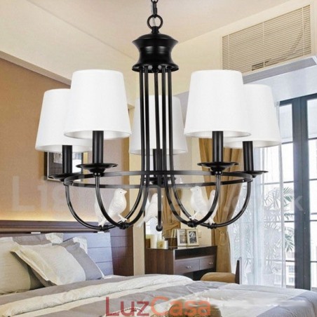 Lustre estilo mediterrâneo retrô preto de 5 luzes, estilo rústico e contemporâneo, estilo vela Lustre estilo mediterrâneo retrô preto de 5 luzes, estilo rústico e contemporâneo, estilo vela