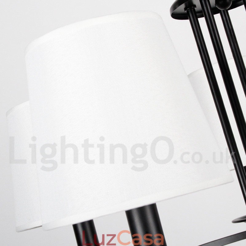 Lustre estilo mediterrâneo retrô preto de 5 luzes, estilo rústico e contemporâneo, estilo vela