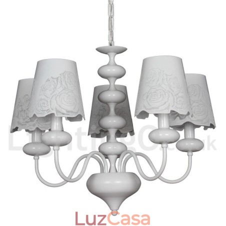 Lustre moderno contemporâneo de 5 luzes estilo vela branca vazada Lustre moderno contemporâneo de 5 luzes estilo vela branca vazada
