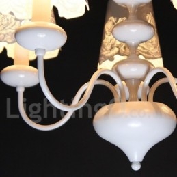 Lustre moderno contemporâneo de 5 luzes estilo vela branca vazada