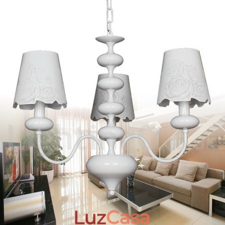Lustre moderno contemporâneo de 3 luzes estilo vela branca vazada