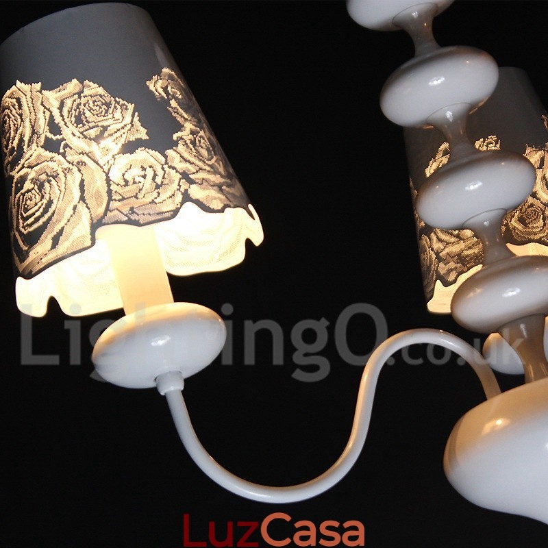 Lustre moderno contemporâneo de 3 luzes estilo vela branca vazada