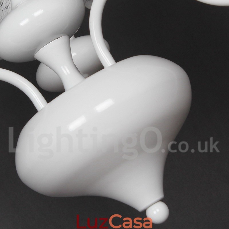 Lustre moderno contemporâneo de 3 luzes estilo vela branca vazada