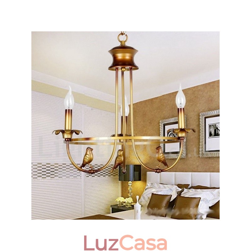 Lustre estilo vela retrô de 3 luzes