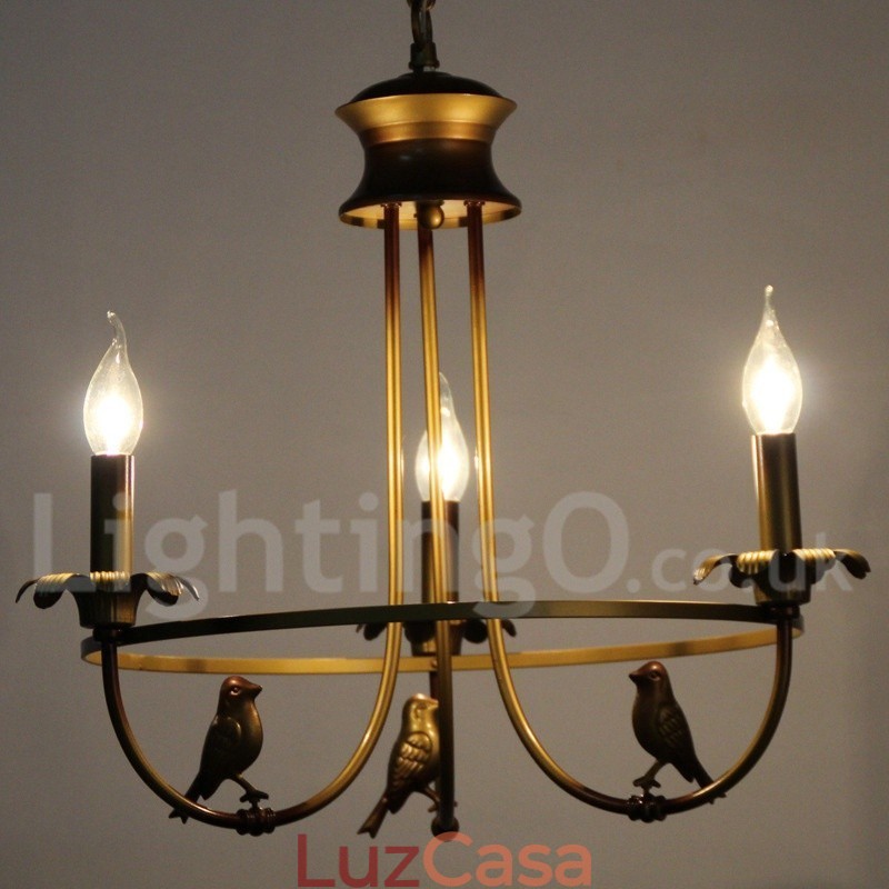 Lustre estilo vela retrô de 3 luzes