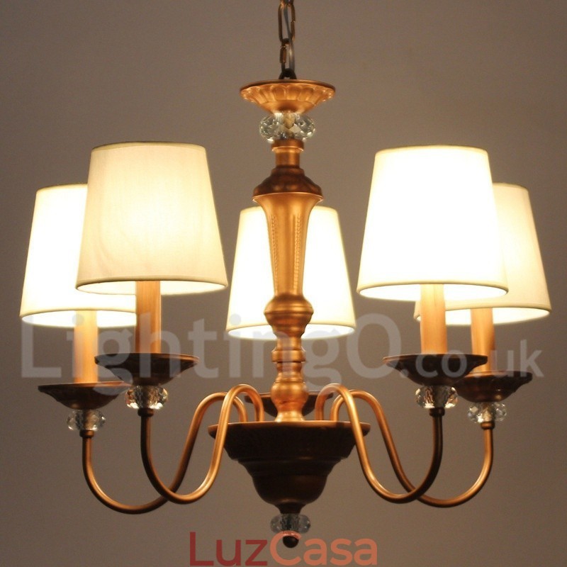 Lustre estilo vela retrô preto rústico de 5 luzes