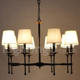 Lustre estilo vela retrô preto rústico de 8 luzes