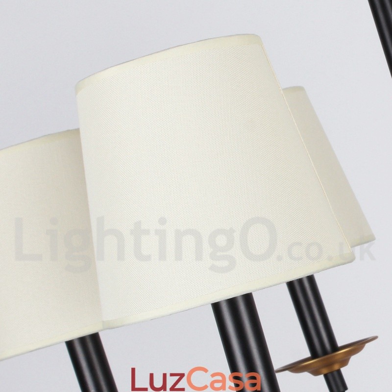 Lustre estilo vela retrô preto rústico de 8 luzes