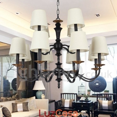 Lustre estilo vela retrô rústico de 12 luzes Lustre estilo vela retrô rústico de 12 luzes