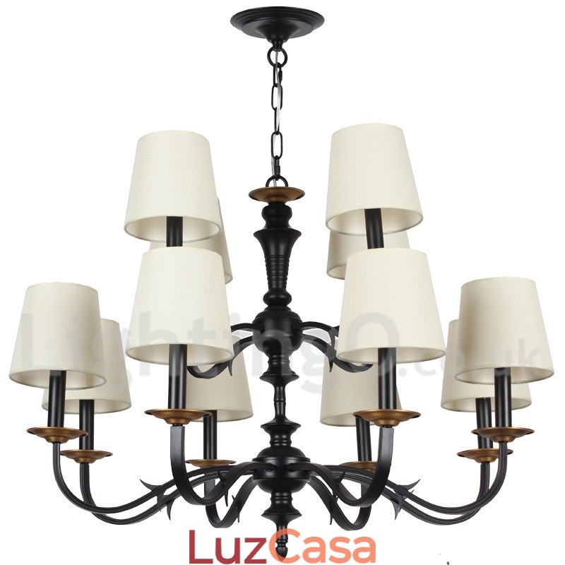 Lustre estilo vela retrô rústico de 12 luzes