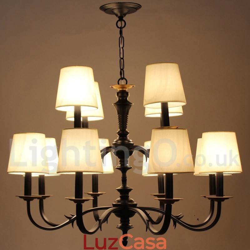 Lustre estilo vela retrô rústico de 12 luzes