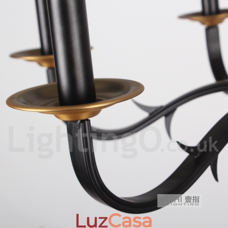 Lustre estilo vela retrô rústico de 12 luzes