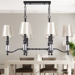 Lustre estilo vela contemporâneo retrô preto rústico de 6 luzes