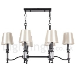 Lustre estilo vela contemporâneo retrô preto rústico de 6 luzes