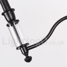 Lustre estilo vela contemporâneo retrô preto rústico de 6 luzes