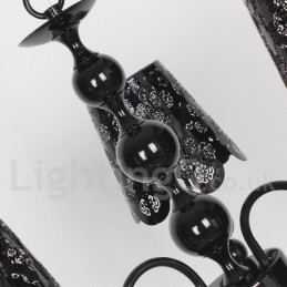 Lustre moderno contemporâneo de 3 luzes estilo vela preta vazada