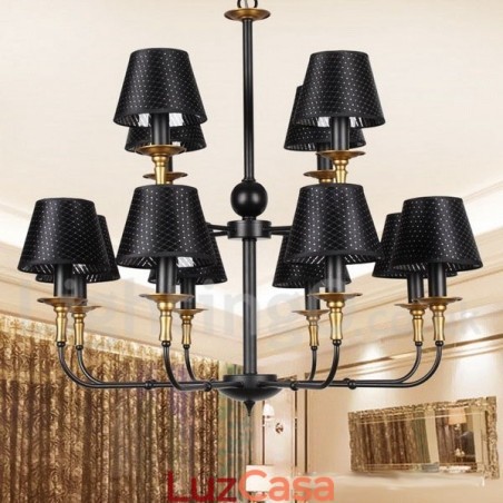 Lustre estilo vela retrô rústico de 12 luzes e 2 níveis Lustre estilo vela retrô rústico de 12 luzes e 2 níveis