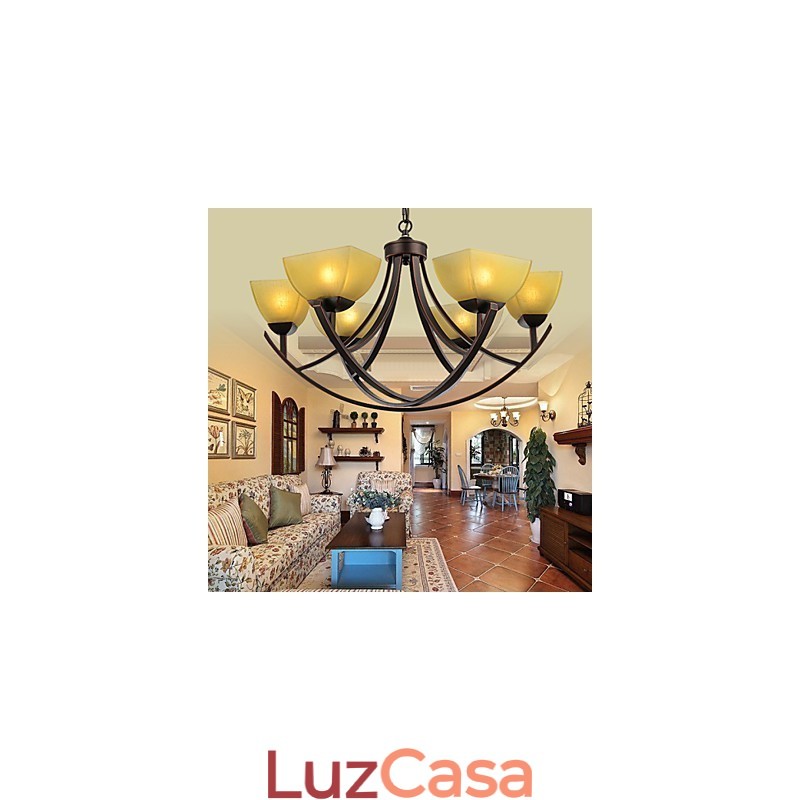 Lustre 6 Luzes Tradicional Clássico Vintage Metal