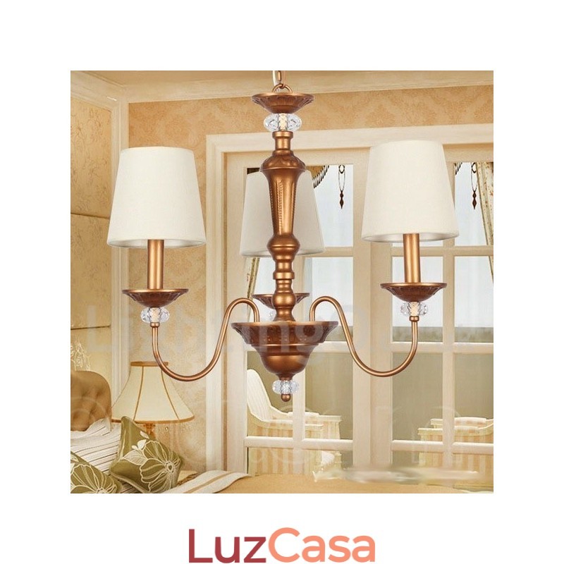 Lustre estilo vela retrô de 3 luzes