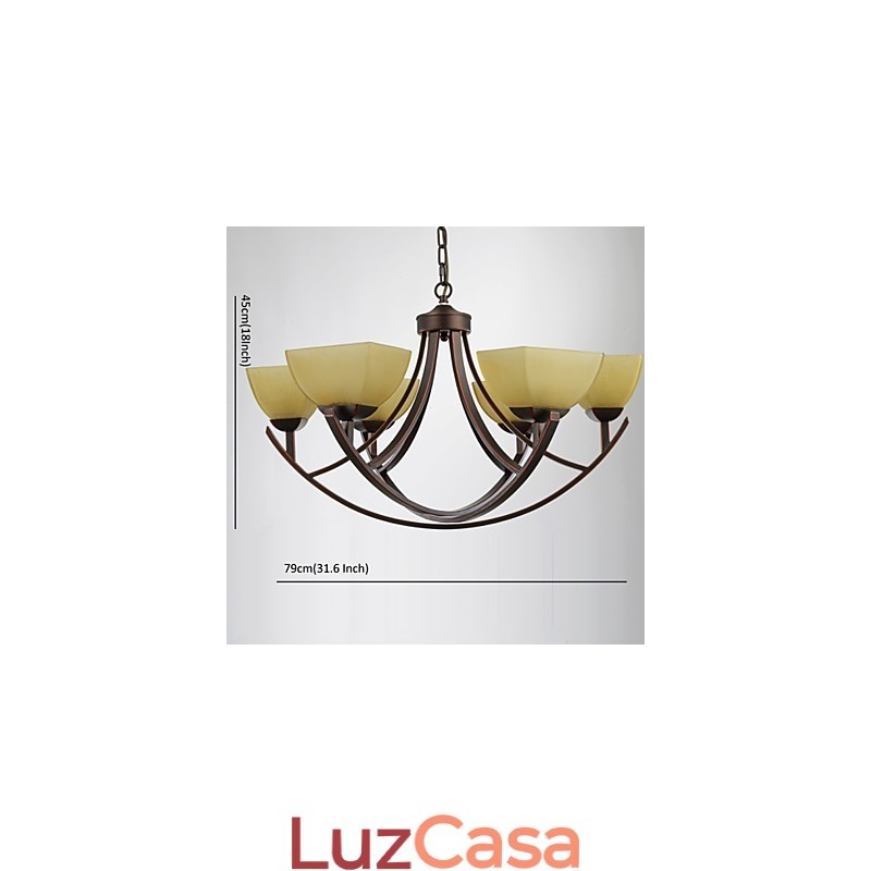 Lustre 6 Luzes Tradicional Clássico Vintage Metal