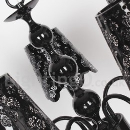 Lustre moderno contemporâneo de 5 luzes estilo vela preta vazada