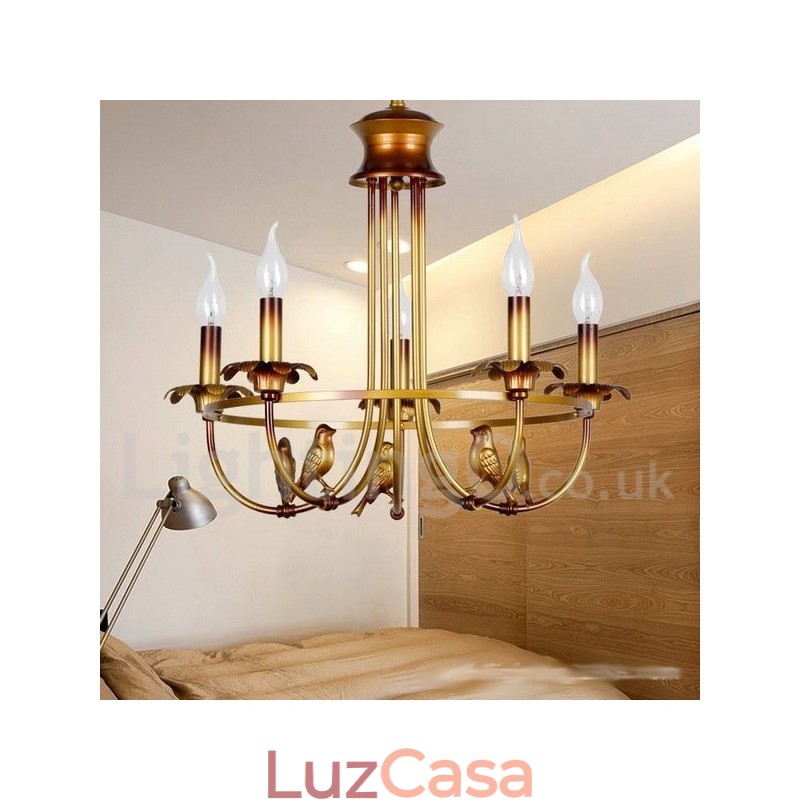 Lustre estilo vela retrô de 5 luzes