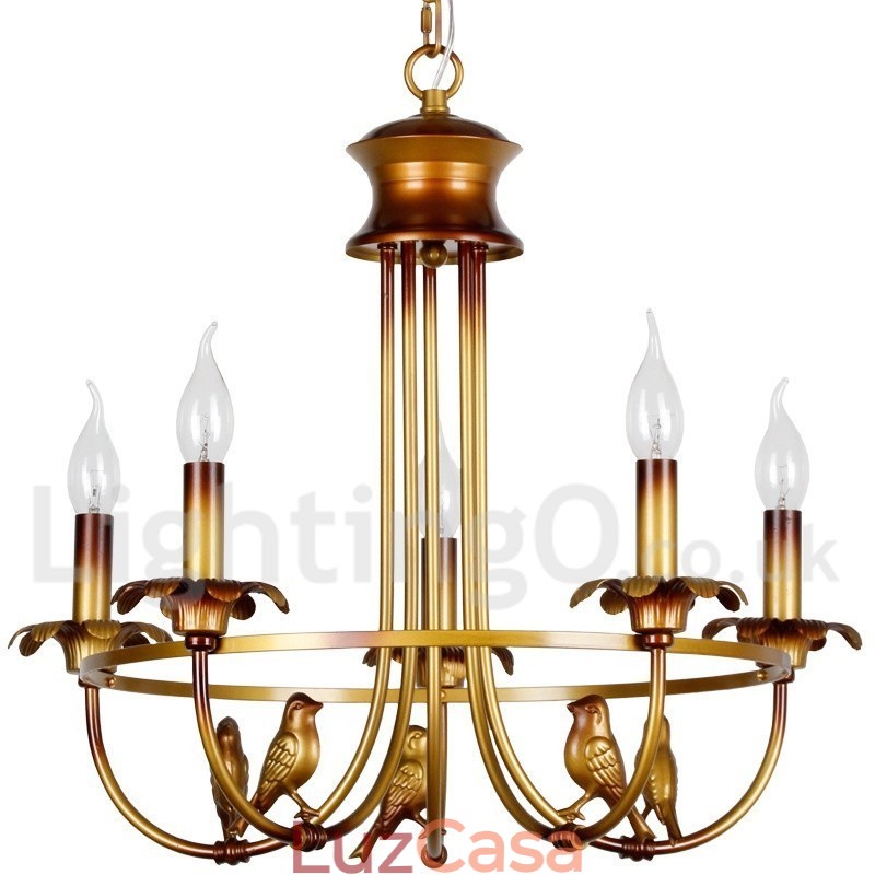 Lustre estilo vela retrô de 5 luzes
