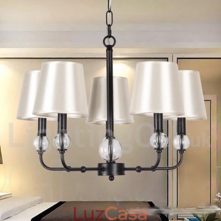 Lustre estilo vela contemporâneo preto retrô rústico de 5 luzes Lustre estilo vela contemporâneo preto retrô rústico de 5 luzes