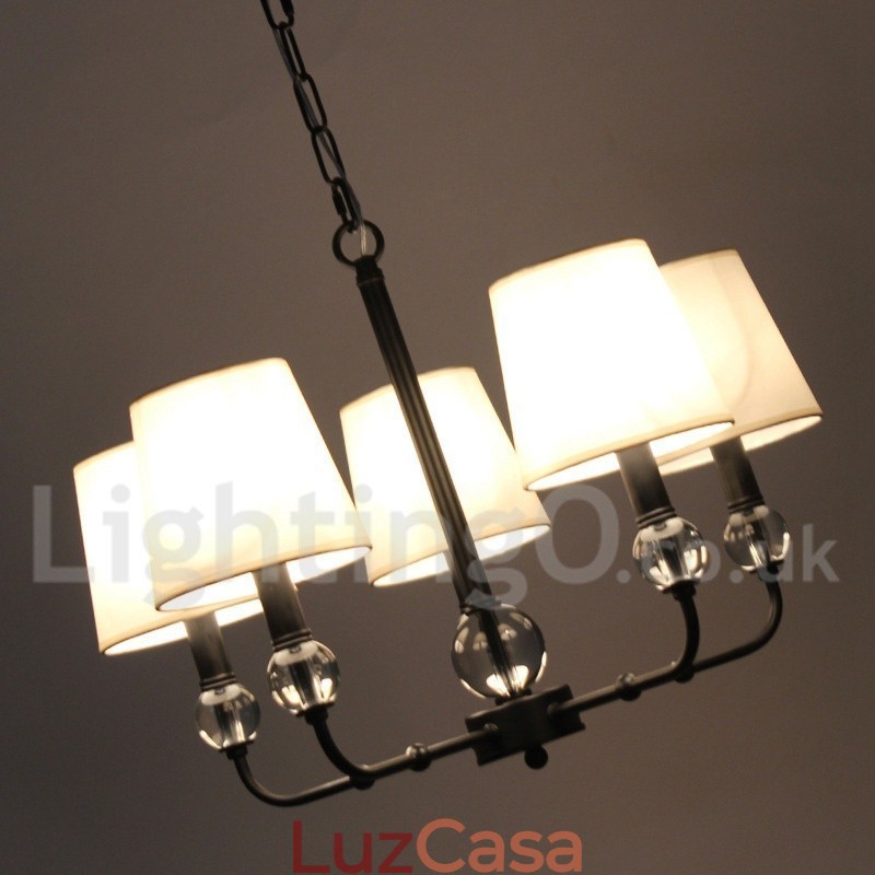 Lustre estilo vela contemporâneo preto retrô rústico de 5 luzes