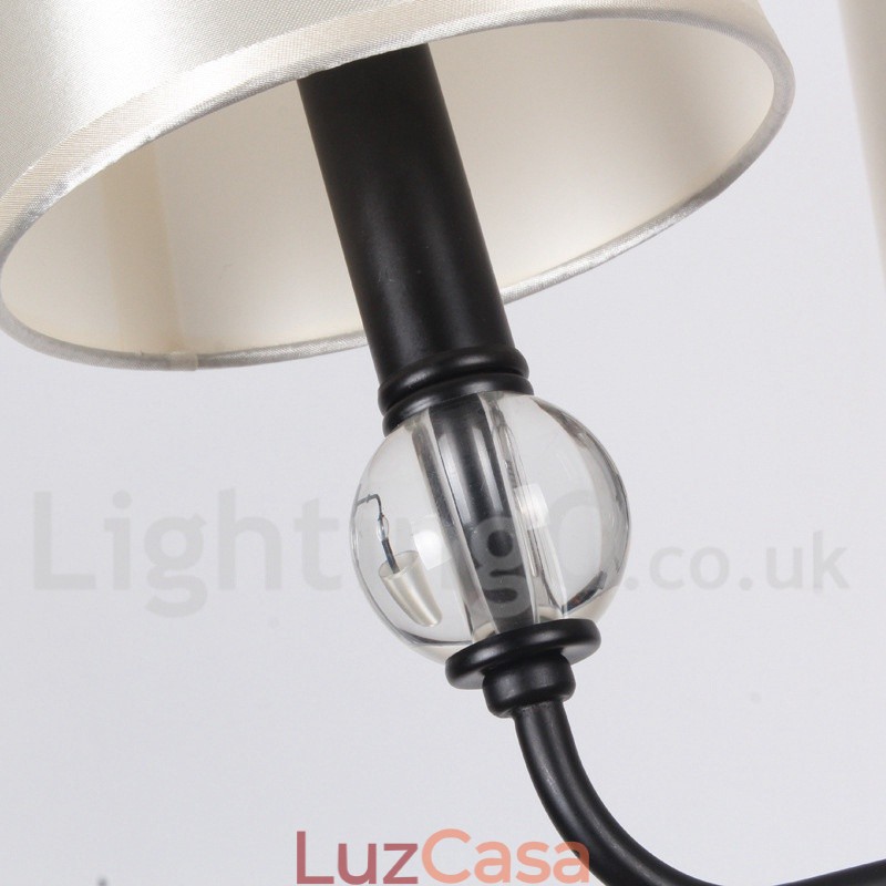Lustre estilo vela contemporâneo preto retrô rústico de 5 luzes
