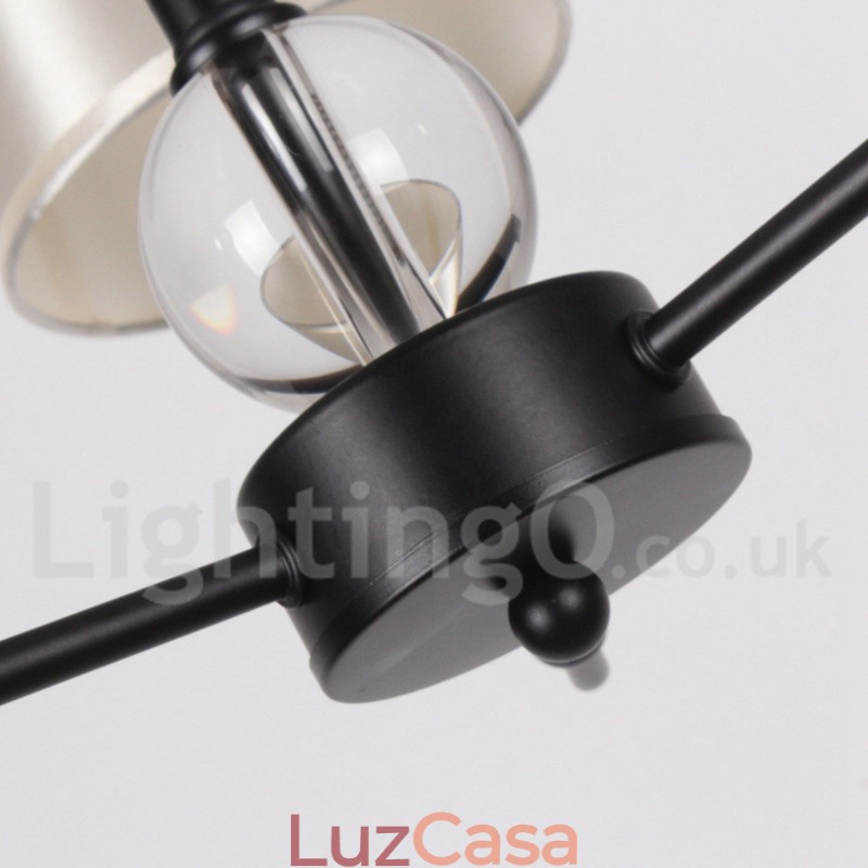 Lustre estilo vela contemporâneo preto retrô rústico de 5 luzes