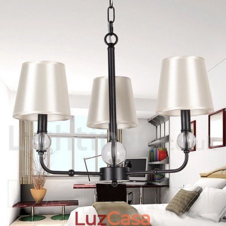 Lustre estilo vela contemporâneo preto retrô de 3 luzes Lustre estilo vela contemporâneo preto retrô de 3 luzes