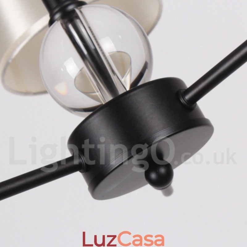 Lustre estilo vela contemporâneo preto retrô de 3 luzes