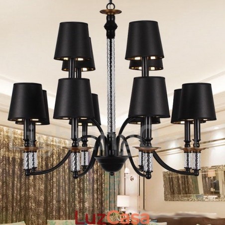 Lustre estilo vela retrô preto de 12 luzes Lustre estilo vela retrô preto de 12 luzes