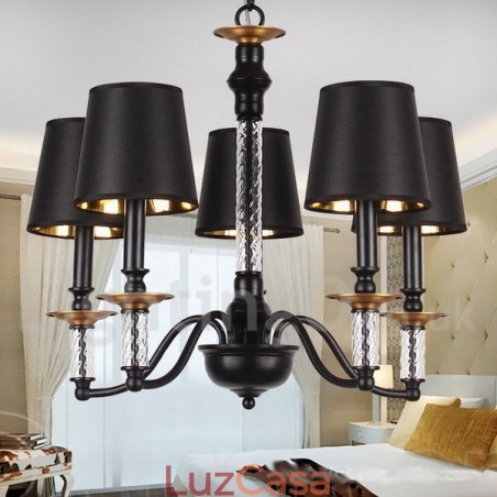 Lustre estilo vela retrô preto de 5 luzes Lustre estilo vela retrô preto de 5 luzes
