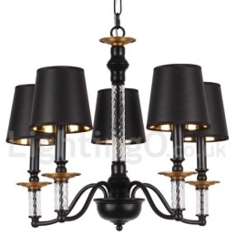 Lustre estilo vela retrô preto de 5 luzes