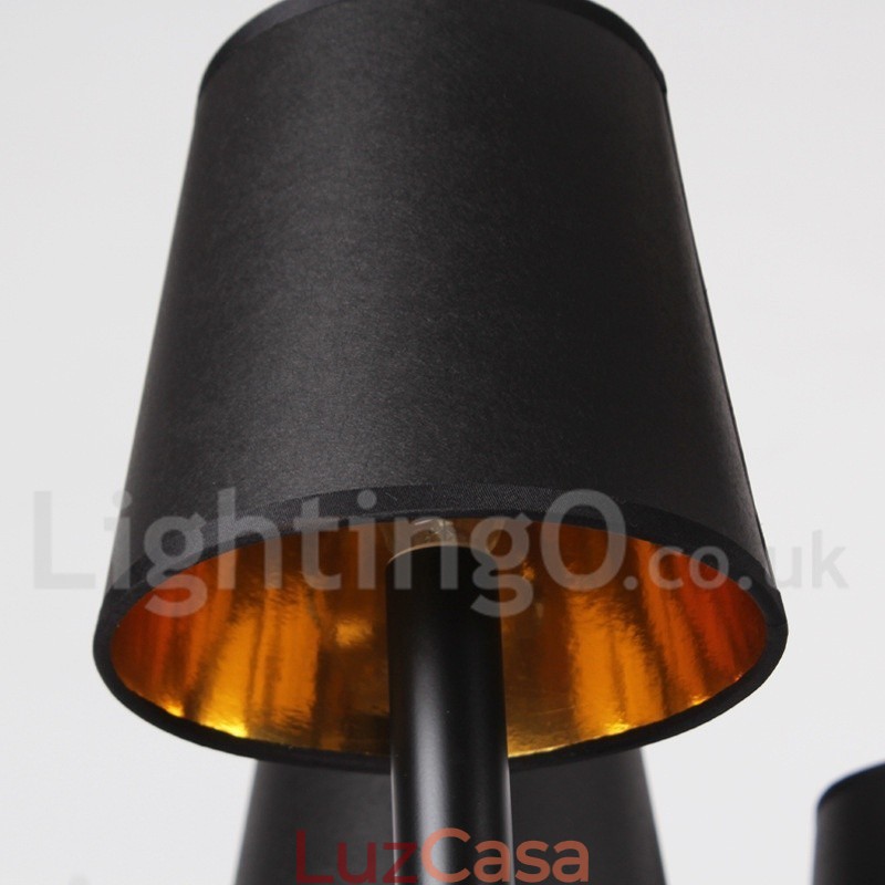 Lustre estilo vela retrô preto de 5 luzes
