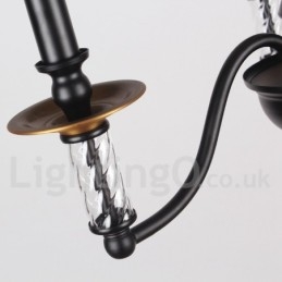 Lustre estilo vela retrô preto de 5 luzes