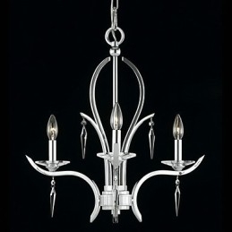 Lustre de cristal em destaque com 3 luzes em roxo