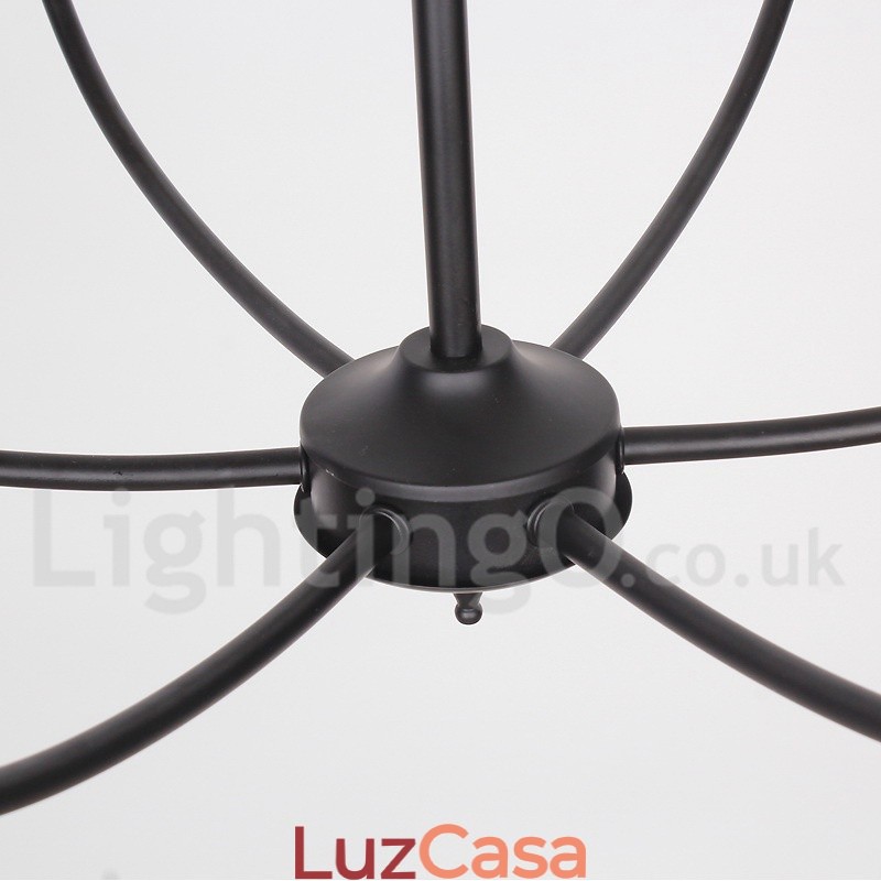 Lustre estilo vela contemporâneo preto retrô de 8 luzes