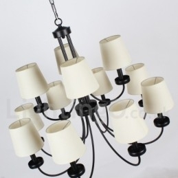 Lustre estilo vela preta retrô contemporâneo de 12 luzes e 2 níveis