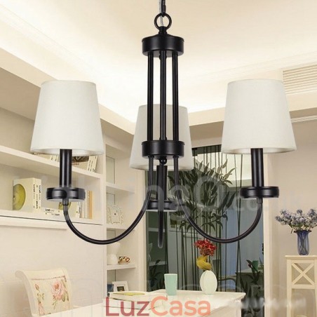 Lustre estilo vela preta contemporânea retrô de 3 luzes Lustre estilo vela preta contemporânea retrô de 3 luzes