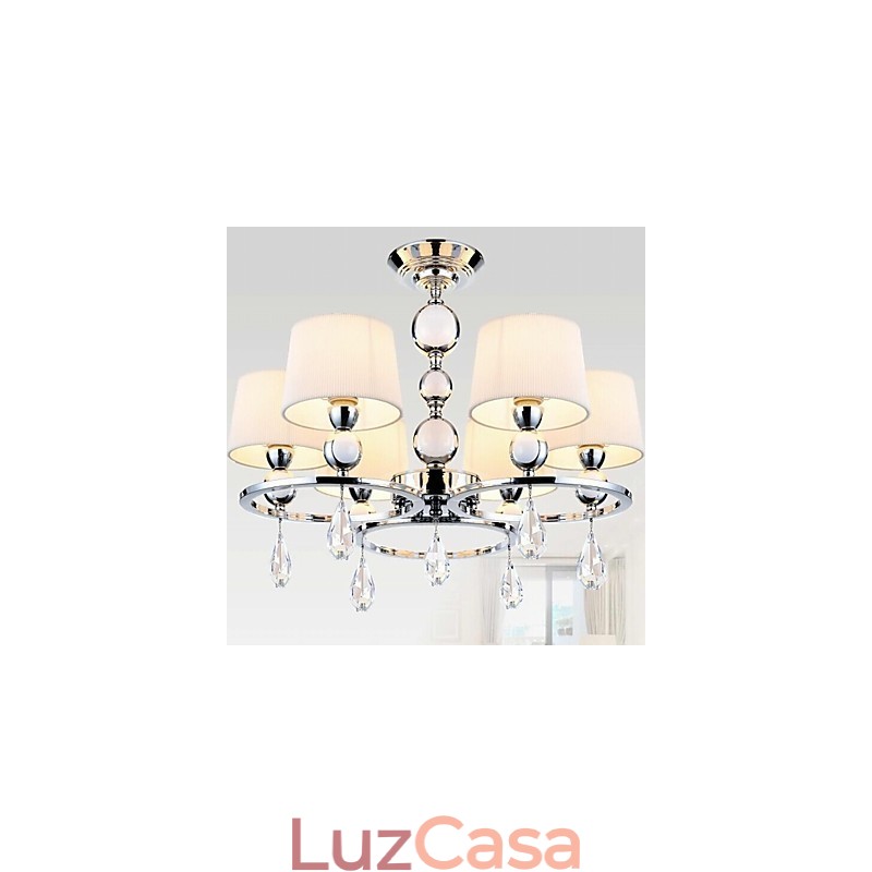 Lustre moderno contemporâneo de cristal cromado em metal