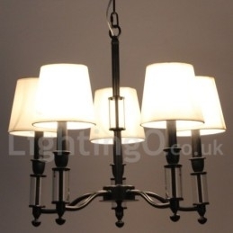 Lustre grande preto de 5 luzes e 2 níveis, estilo retrô contemporâneo, estilo vela
